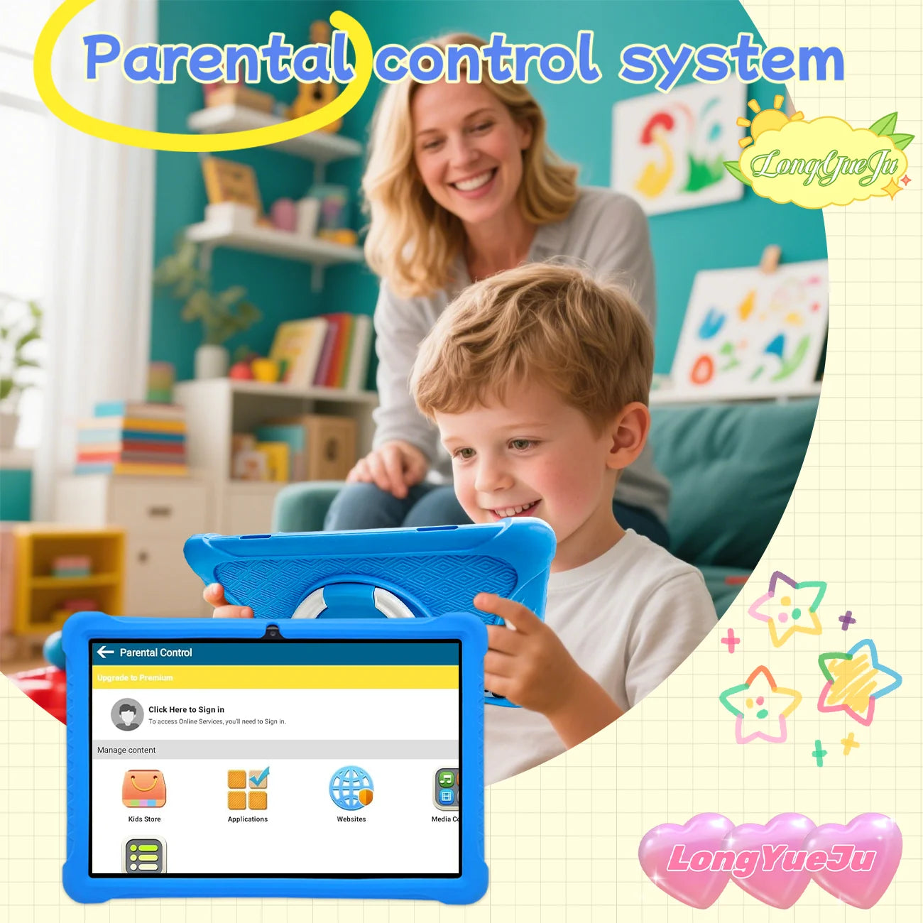 10.1-inch cartoon pattern children's tablet Android 3GB RAM 64GB ROM Learning, education, gaming tablet Children's gift