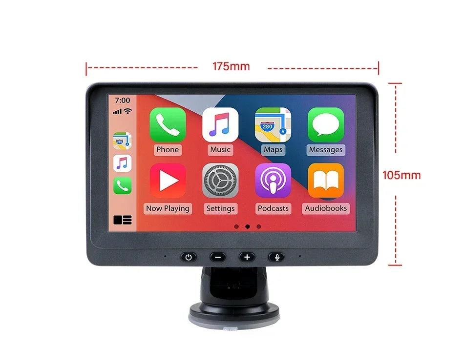 Portable 7 inch Multimedia Video Player Wireless Carplay Android Auto Touch Screen With USB AUX Dual Bluetoth Stereo Car Radio