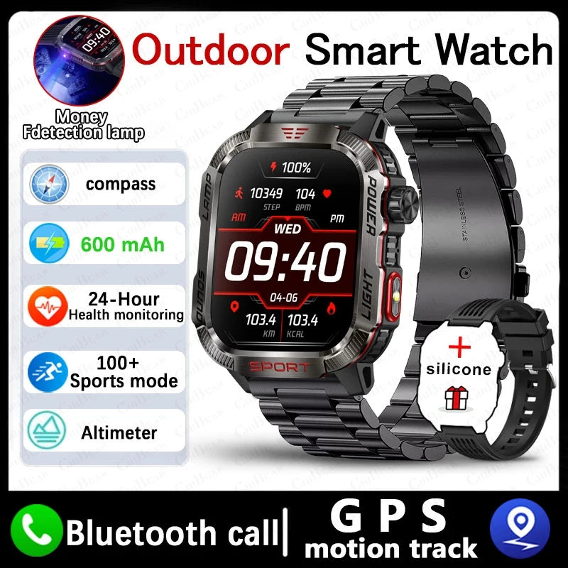 For Huawei GPS Outdoor Sport LED Light Smartwatch Men 600mAh Large Battery Cash Verification Function Bluetooth Call Smart Watch