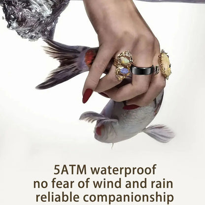 Couple Xiaomi Smart Ring, Bluetooth Sync,Sleep&Heart Rate Tracker, 5ATM Waterproof, Compatible iOS/Android, Men&Women Smart Ring