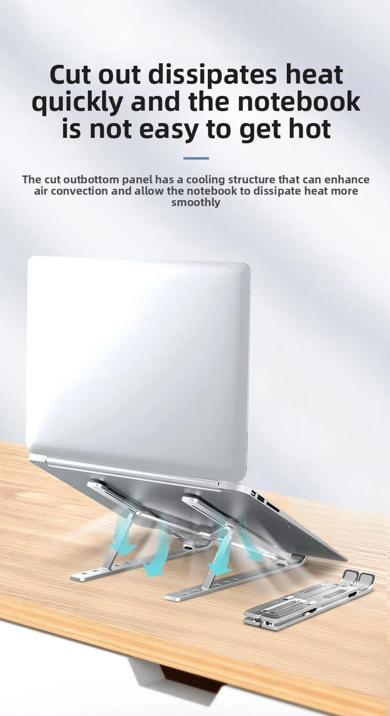 Computer stand, notebook folding, heat dissipation, aluminum alloy bracket, portable storage, lifting laptop stand