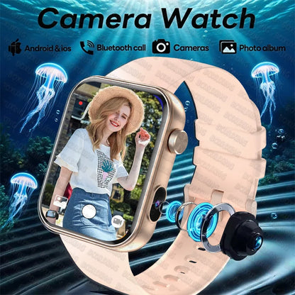2025 New Smart Watch Men Women Camera Take Photos Record Video Health Monitor Sports Fitness Waterproof BT Call Smartwatch