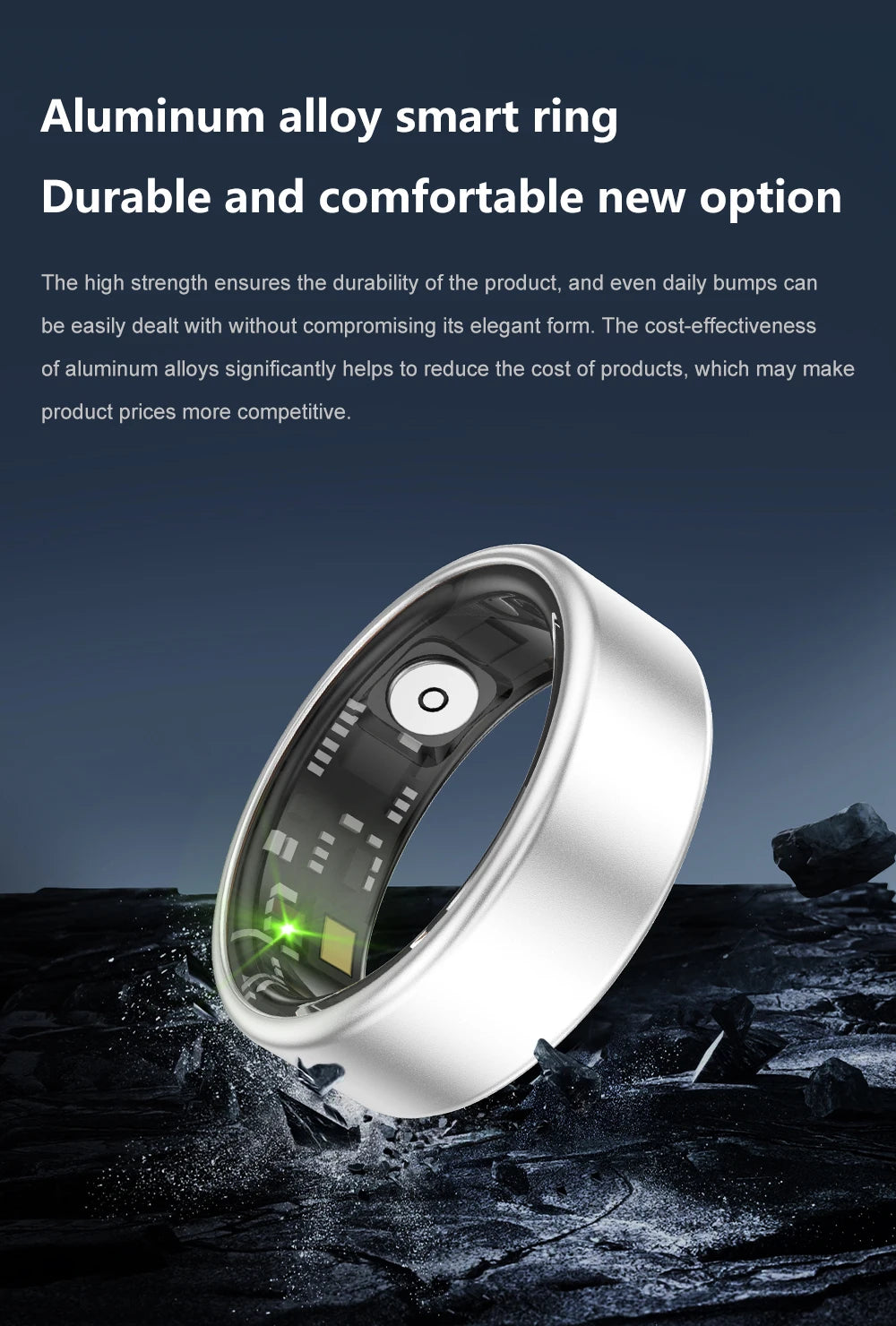 Smart Ring with Long Battery Life Lightweight Design Health Tracking Heart Rate and Blood Oxygen Monitoring Sleep Recording