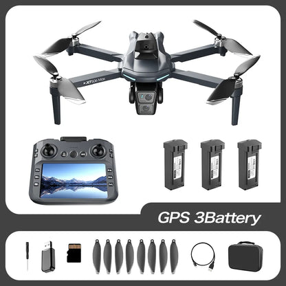 XT606 GPS Screen Control Brushless Drone 5G Optical Streaming Folding HD Dual Camera Screen Large 4.3 Inch One Key Return Flight
