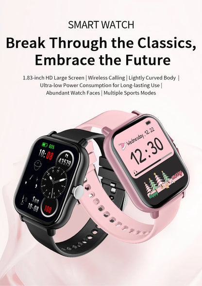 2025 New Smartwatch 1.83‘‘HD Screen with Wireless Call Sport Fitness Tracker Music Control Sedentary Reminder for Men Women Gift