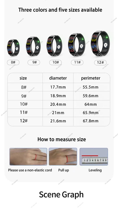 2025 R12 Smart Ring with Color Display Screen and Touch, Charging Box,Health Manager, 5 ATM Waterproof Smartring For Men Women