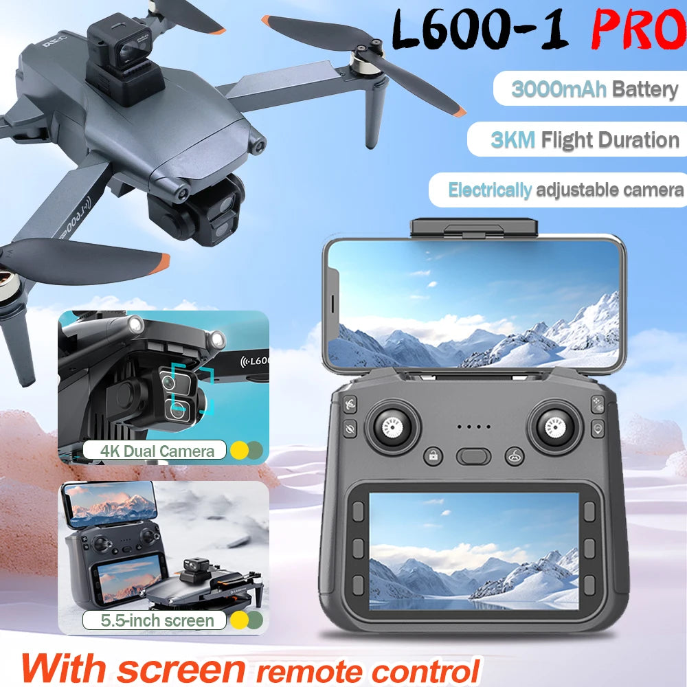 L600-1/L600 PRO MAX Remote control drone with screen Dual camera 4K Professional dron with camera GPS FPV quadcopter 3KM flight