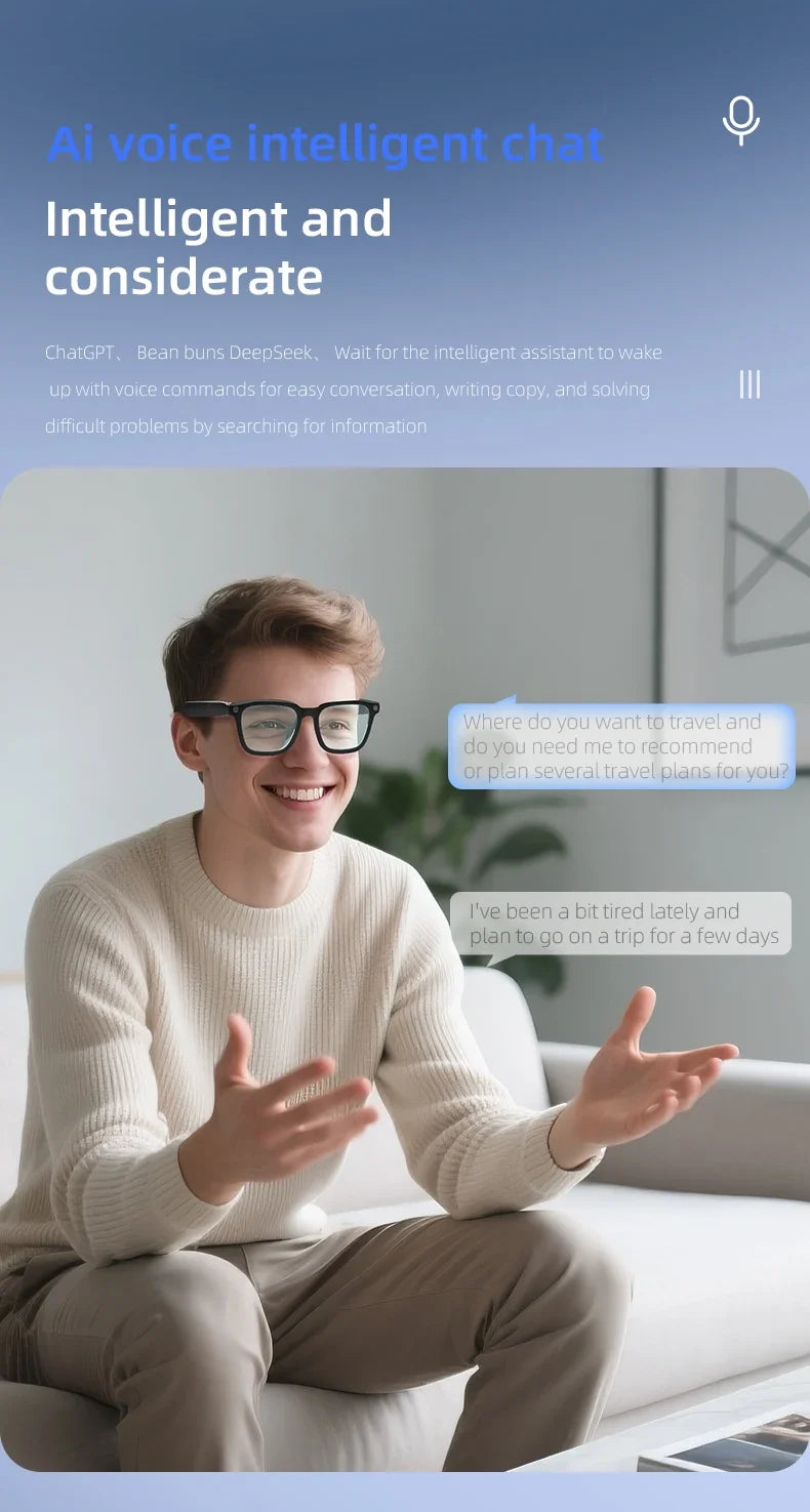 New Smart Glasses 500W HD Camera 1080P Video/Photo Record AI Translation Waterproof Bluetooth Call Smart Glasses Women Men