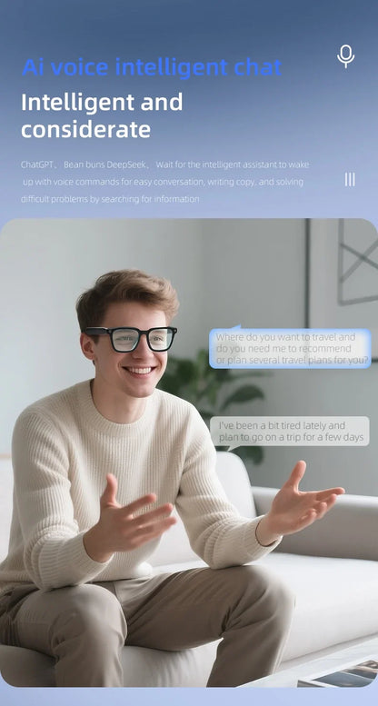 New Smart Glasses 500W HD Camera 1080P Video/Photo Record AI Translation Waterproof Bluetooth Call Smart Glasses Women Men