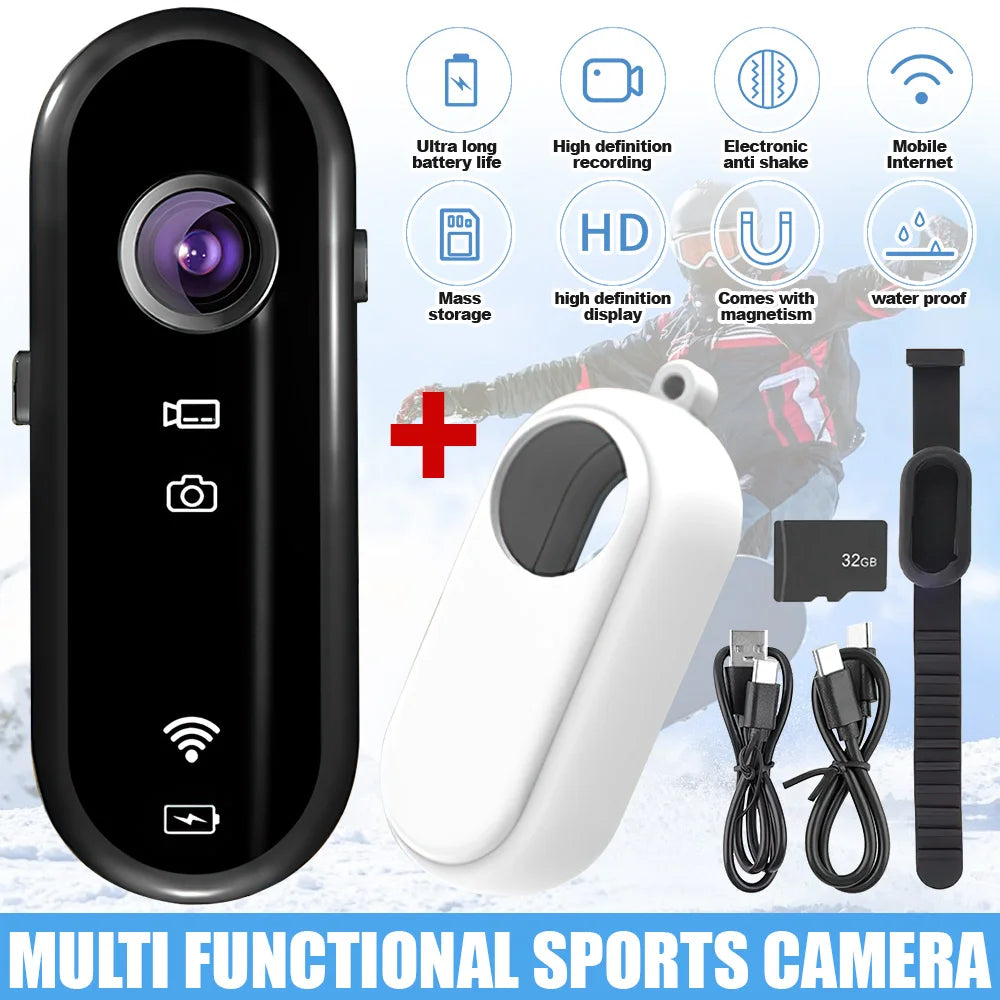 32GB 1080P Sport Action Camera WiFi Wireless Digital Video Recorder Mini Body Camera Wide Angle Camcorder Pet Collar Monitor Cam