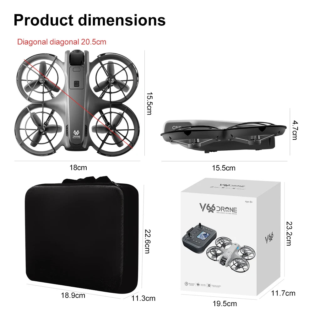 V666 Drone 4k HD Camera ESC 180° Aerial Aircraft Brushless RC Quadcopter Air Pressure Fixed Height Remote Control Airplane Gift
