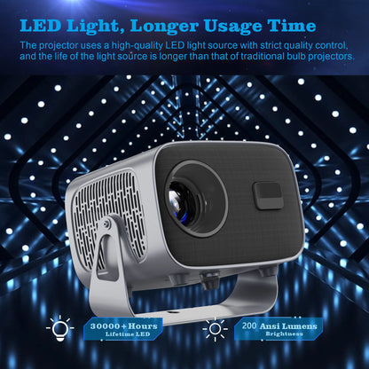 Projector Built in 5W Speaker 1280*720P RGB LED Android 11 4000 Lumens Wifi2.4G/5G BT5.2 Outdoor Video Home Theater Projector