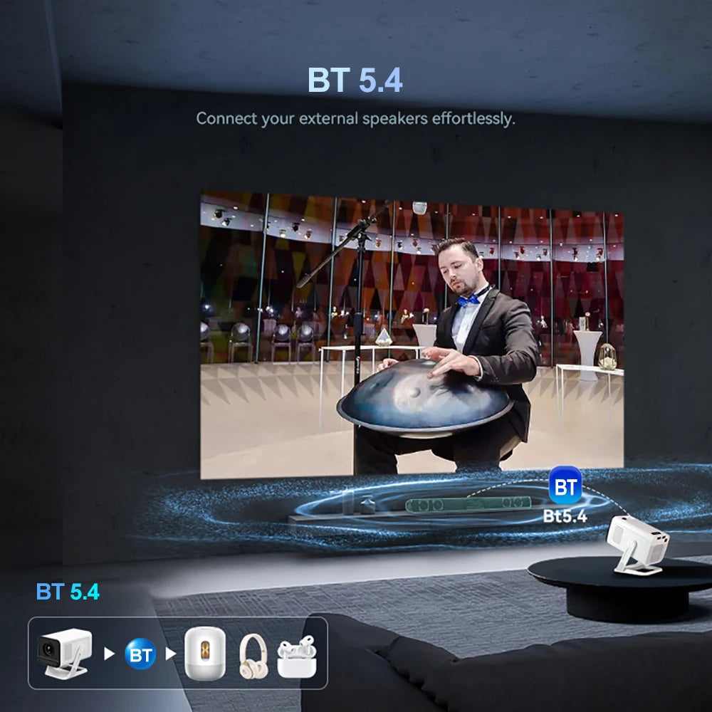 PROGAGA PG310 Mini Projector 4K Android 300Ansi BT5.4 Projetor For Movie PG310 Smart Home Theater Outdoor Video Portable Beamer