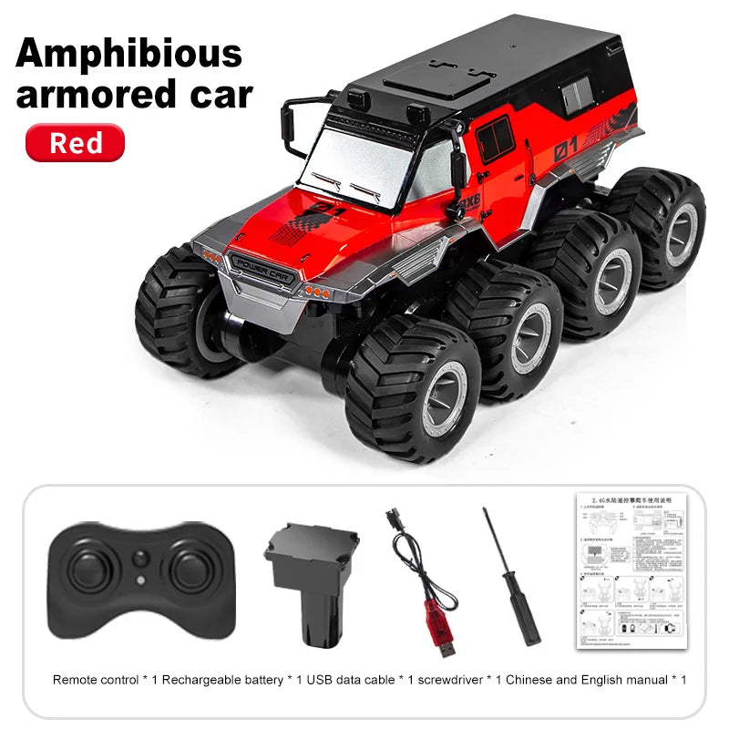 JJRC 8x8 2.4G Remote Control Car 8wd Off-road Amphibious Stunt Vehicle 8-Wheel Speed Racing Truck Waterproof Crawler Toys