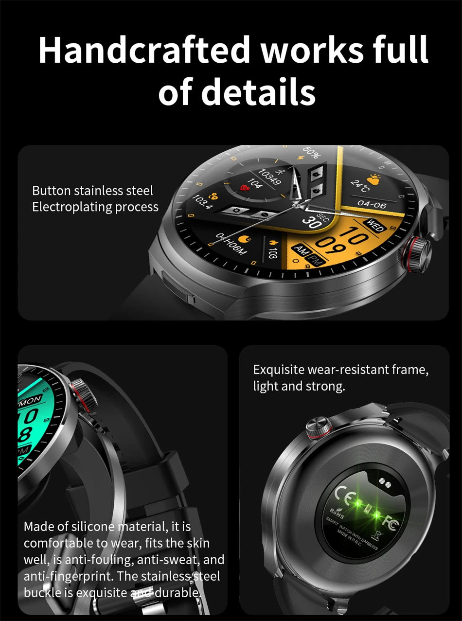 LIGE 2025 Smart Watch 2 in 1 With Earphone Smartwatch Bluetooth Call Men Watch AI Voice Heart Rate Monitor Play Music SmartWatch