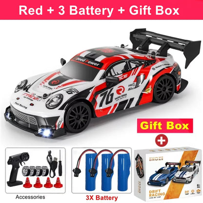 RC Drift Car 4WD Remote Control High Speed Racing Vehicle with LED Lights 2.4GHz Radio 4x4 Off-Road Truck Toy for Children Kids