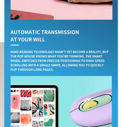 Logitech M350 POP MOUSE Wireless Bluetooth Mouse Girls Small Cute Computer iPad Office Home Notebook