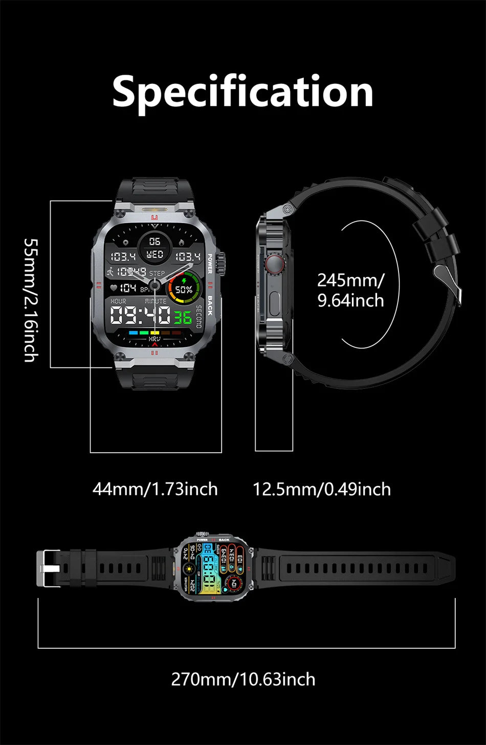 Men's Outdoor Sports Bluetooth Call Smart Watch 1.91 Inch Full Screen Touch Flashlight 110+ Sport Mode Smartwatch 2025 New