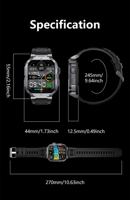 Men's Outdoor Sports Bluetooth Call Smart Watch 1.91 Inch Full Screen Touch Flashlight 110+ Sport Mode Smartwatch 2025 New