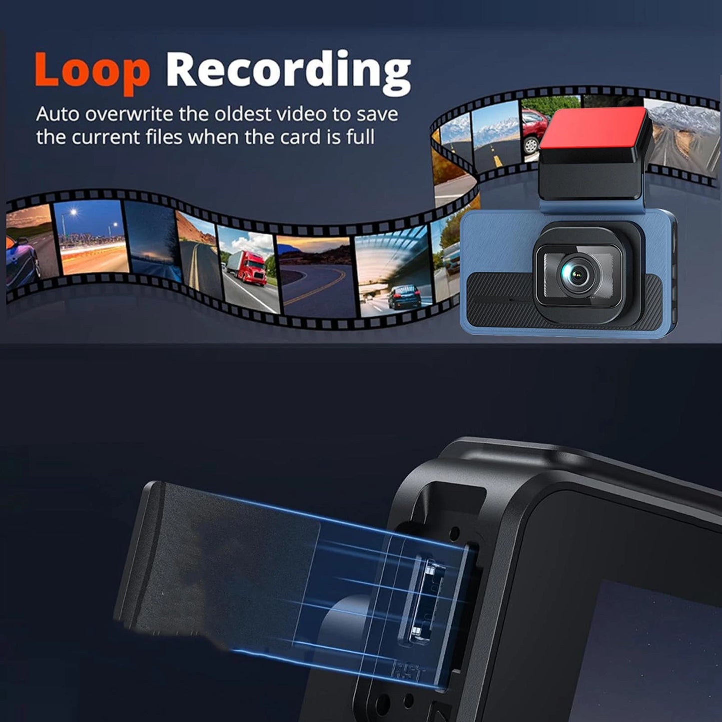 Dash Cam Front 4K and Rear 2K HD WiFi ADAS Dashboard Camera with 3 Inch LCD Screen 64GB Memory Card for Car Car Driving Recorder