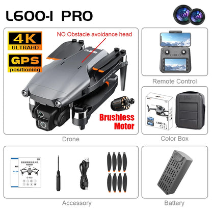 New L600 Pro-1 Max Drone 3-Axis 4K HD Dual Camera Brushless Motor With Laser Obstacle Avoidance GPS 5G WIFI Quadrotor Rc Dron