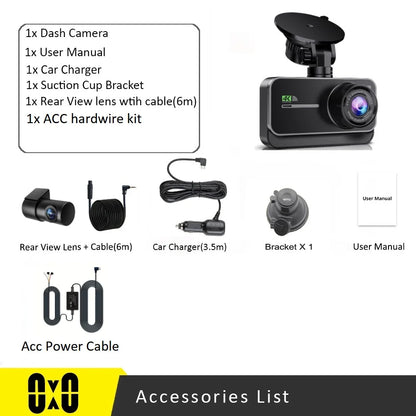 Dash Cam for Cars Car Camera Dash Cam 4K WIFI Camera for Car Front and Rear Dash Camera Wifi Dashcam Vehicle Black Box