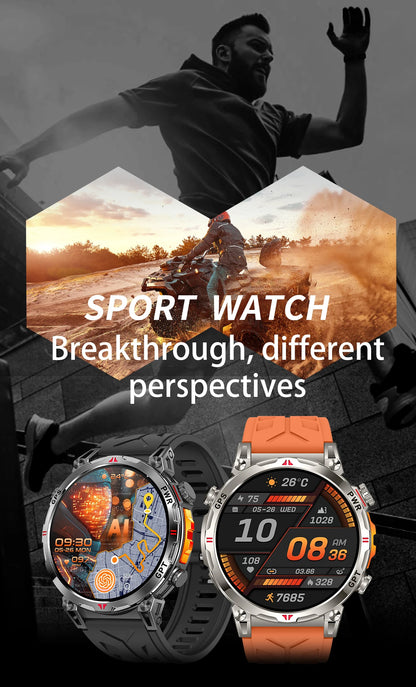 2025 Best seller Military AMOLED HD SmartWatch GPS Compass 10ATM Waterproof Tactics 170+Sport BT call SmartWatch 650Mah Battery