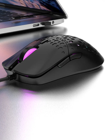 Wireless gaming mouse, dazzling colorful light effect, variable DPI, fashionable honeycomb perforated mouse