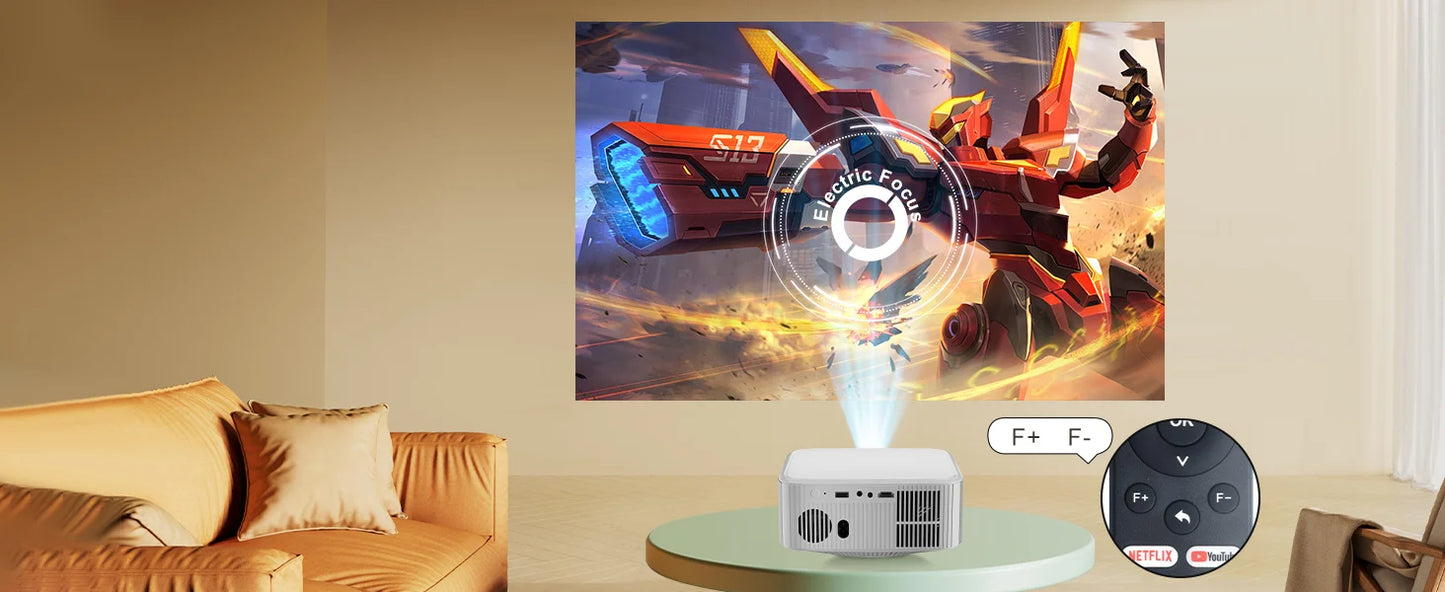 Salange P92MAX Android13 Smart Projector Netflix Officially Licensed HD 1080P BT5.2 WiFi 12000L Elec Focus Auto Keyston 4K Movie