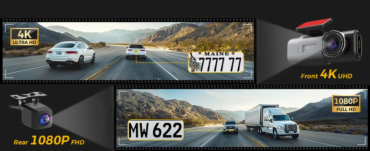 Dash Cam Cars 4K Front and Rear Camera Car Dvr WIFI GPS Car Camera for Vehicle Video Recorder Rear View Camera Parking Monitor