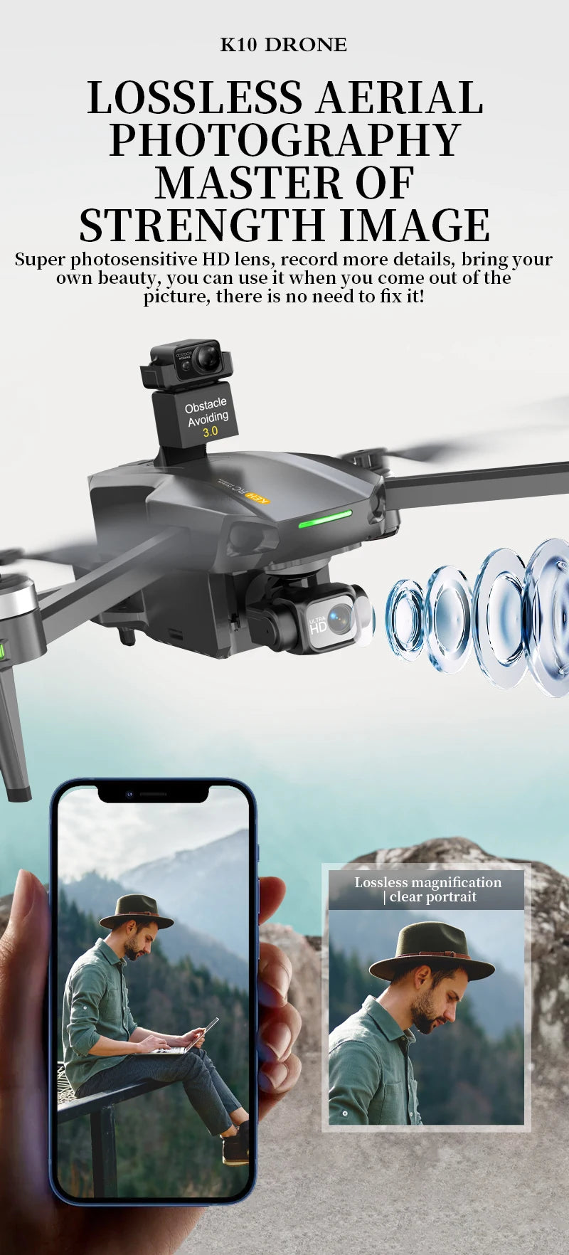 10KM 35 Mins With Touch Screen RC K10 Professional GPS Drone with 3-Axis Gimbal 8K Dual Camera FPV Brushless Airdrop Quadcopter