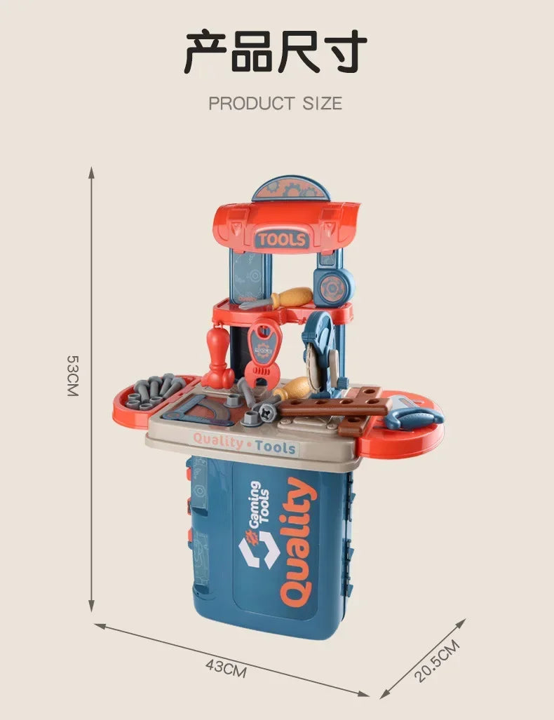 New Gifts 3-in-1 Kids' Toolbox Engineer Simulation Repair Tools Pretend Toy Set with Drill Screwdriver Tool Kit Play Toy Box