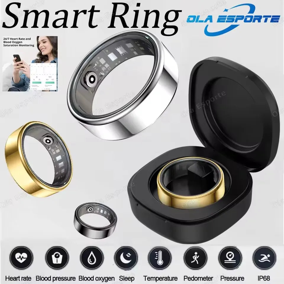 Smart Rings Steps Heart Rate Blood Oxygen Saturation Sleep Distance Calories IP68 Smart Ring Waterproof Multi-sport Mode Tracker