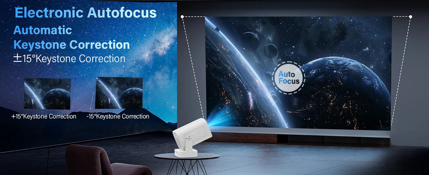 Mini Projector 4K Native HD 1080P Wifi6 Cinema Portable Projetor Built-in APP & Android System suitable for Home/Outdoor/Office