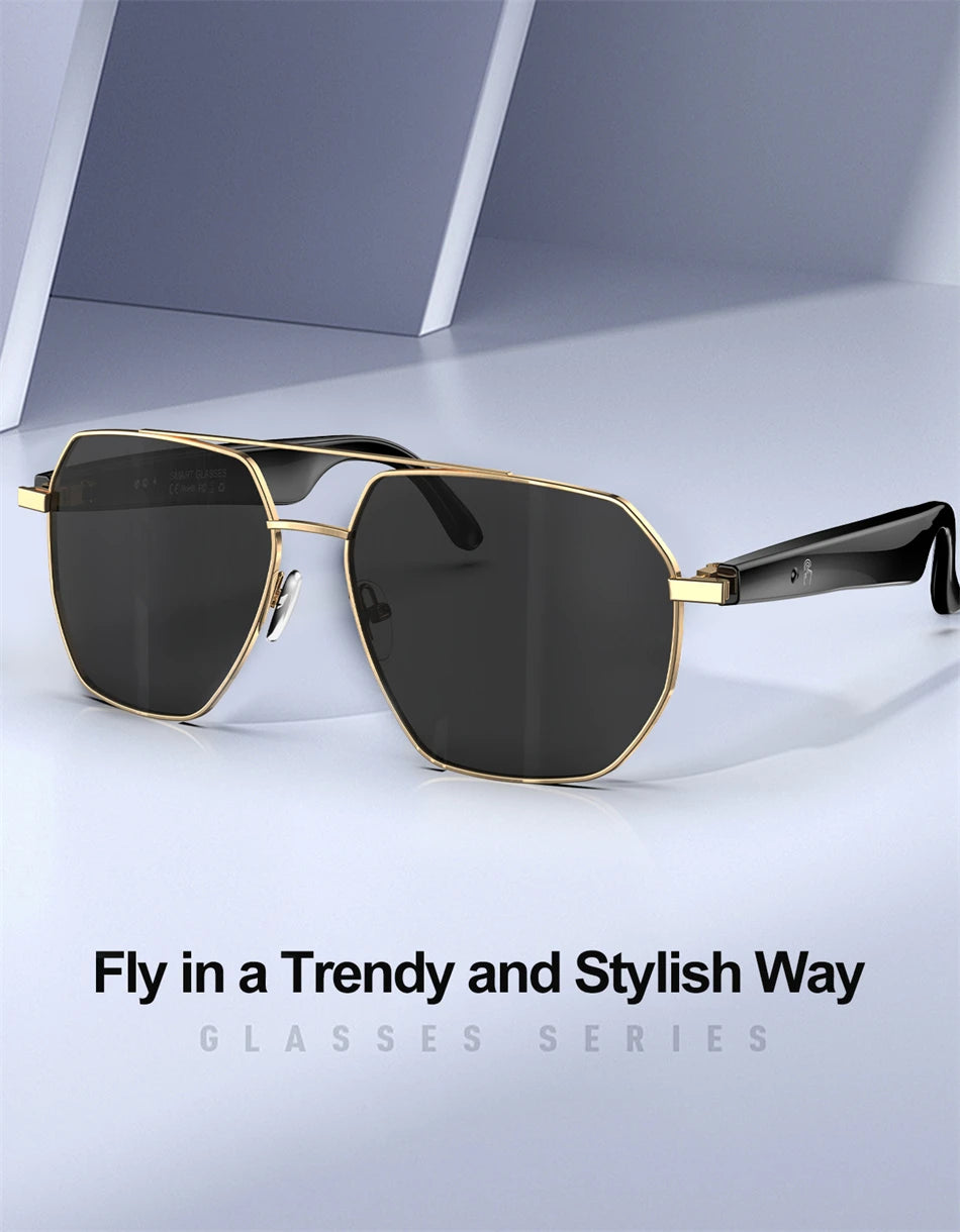 2025 New Smart Glasses Multiple Language Real-time Translation Wireless Call Music Play Sunglasses Waterproof Mens Smart Glasses