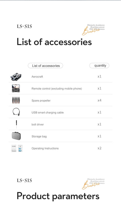 New S1S Mini Drone Profesional 8K HD Camera Obstacle Avoidance Aerial Photography Brushless Foldable Quadcopter