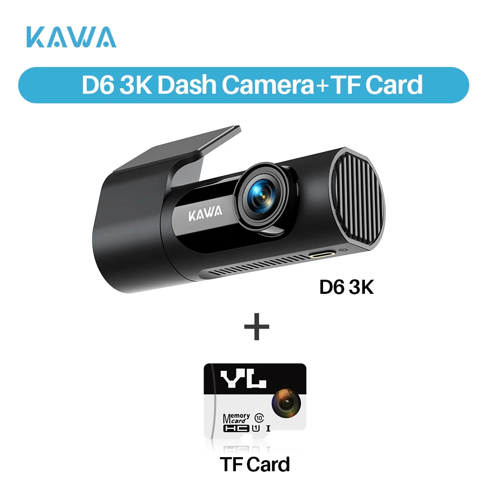 Dash cam KAWA D6 3K Video Recorder Car Dash Camera for AUTO, Car DVR Voice Control,Night Vision Dashcam 2025 New