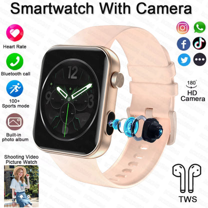2025 New Smart Watch Men Women Camera Take Photos Record Video Health Monitor Sports Fitness Waterproof BT Call Smartwatch