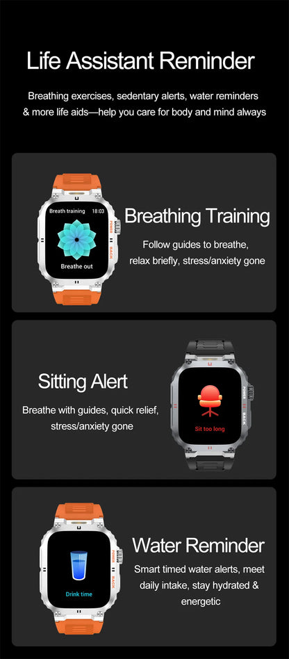 Men's Outdoor Sports Bluetooth Call Smart Watch 1.91 Inch Full Screen Touch Flashlight 110+ Sport Mode Smartwatch 2025 New