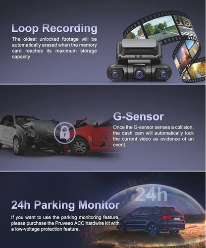 Dash Cam 4*1080P HD for Car DVR 4 Channal 360 Camera 24H Parking Monitor & GPS 5G WIFI Night Vision Auto Video Recorder 512G Max