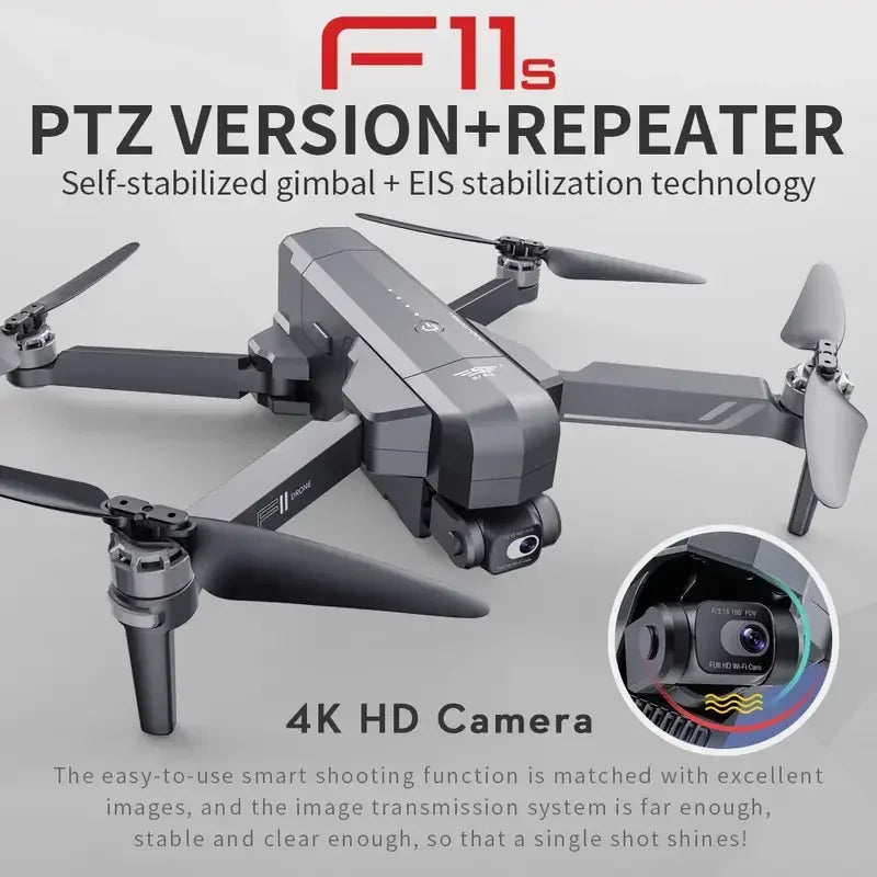 F11 4K Pro Drone Profesional 5G WIFI EIS Cameras Com 2 eixos Anti-Shakes FPV Brushless Quadcopter 3000M 1 battery RC Drones Toys