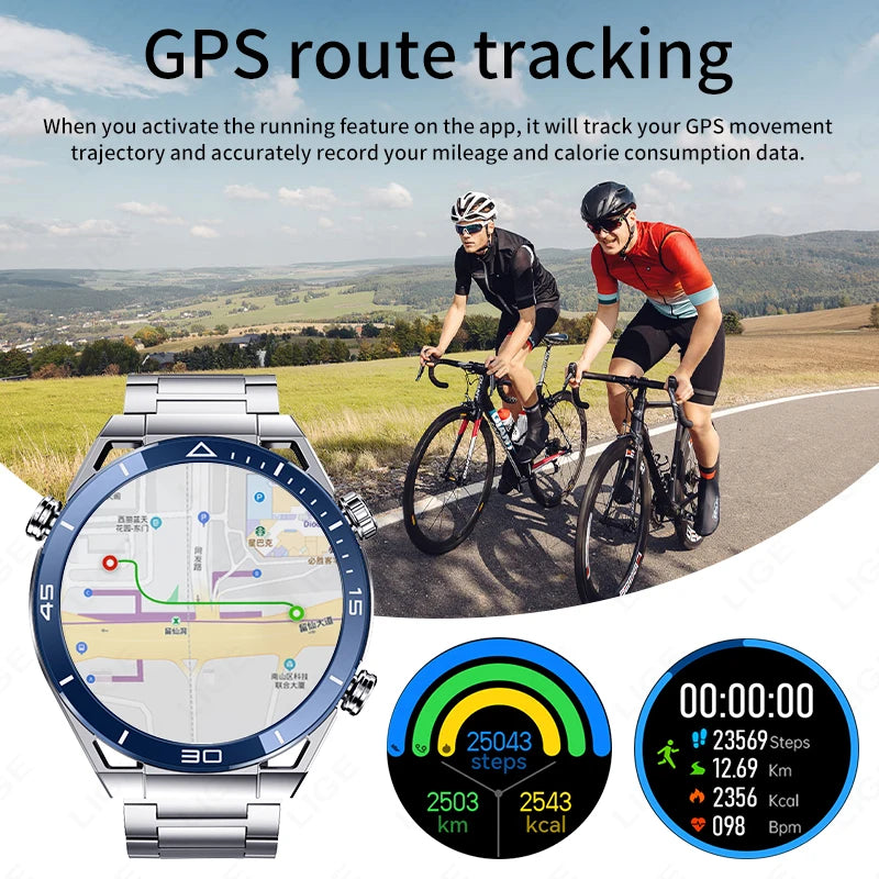 For IOS Android NFC Smart Watch Men GPS Tracker AMOLED 454*454 HD Screen Heart Rate ECG+PPG Bluetooth Call Smartwatches 2024 New