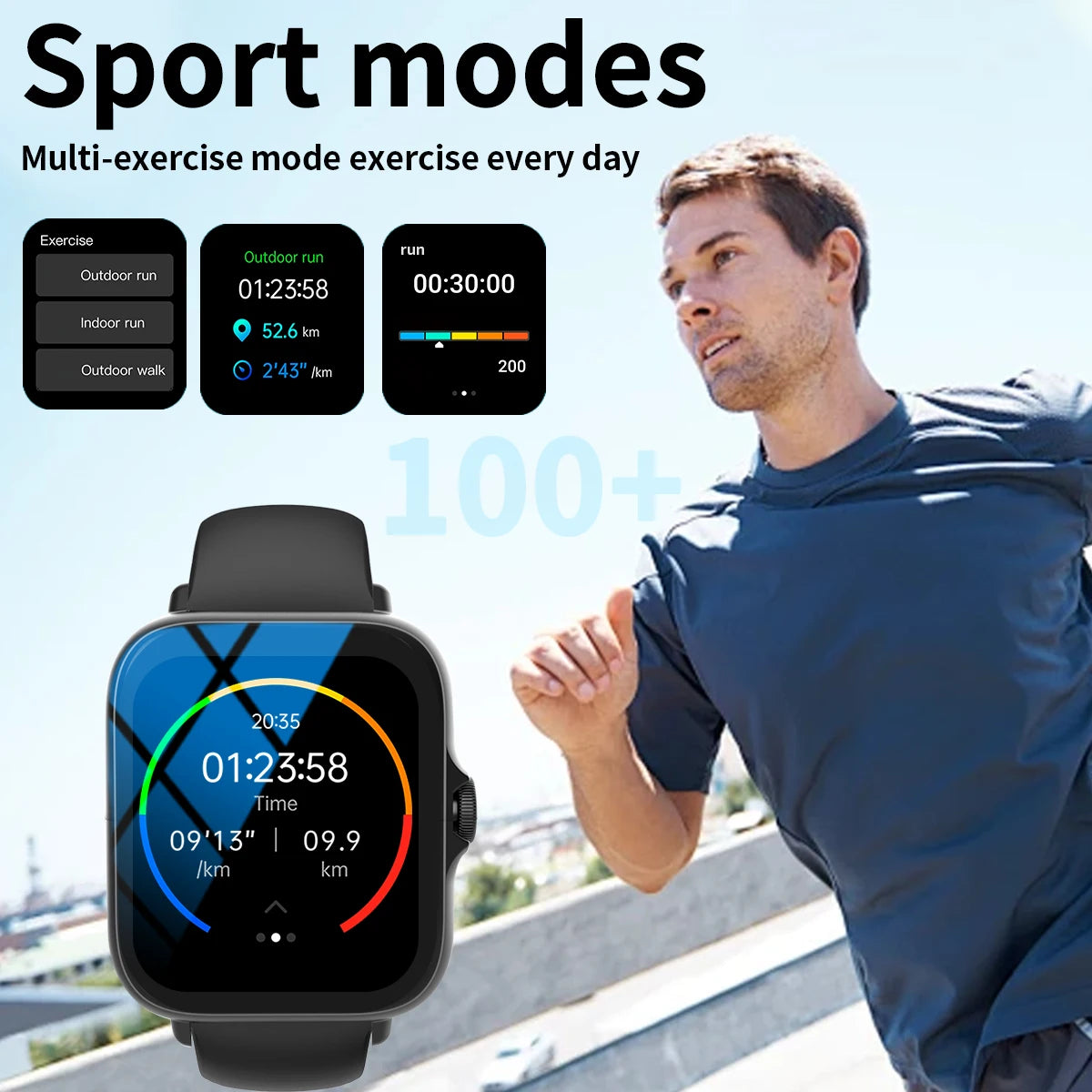 Smart watch, wireless calling /dial, Various APP Reminders,Suitable for men and women, sports watches，for iPhone/Andriod