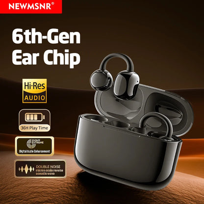 Ear Clip Earbuds 6th Gen Bluetooth 6.0 Headphones Surround Sound Earphone Touch Control Wireless Headset Noise Reduction HD Call