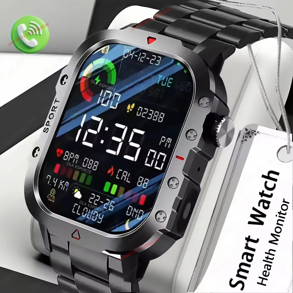 2025 New Military Smart Watch Men Outdoor 2.01" Al Voice Bluetooth Call Smartwatch Surprise Gift Outdoors For Android & IOS Male