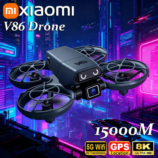 Xiaomi V86 Mini RC Drone 8K Aerial HD Intelligent Obstacle Avoidance Screen Remote Control Brushless Power GPS Helicopeter UAV