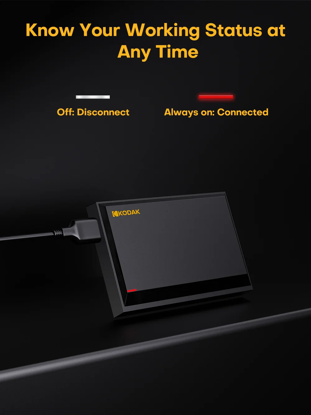 KODAK Portable External Hard Drive PHDD 500G/1TB High-Speed Storage for PC, Laptop, PS5, PS4 Lag-Free Gaming & Large File Transf