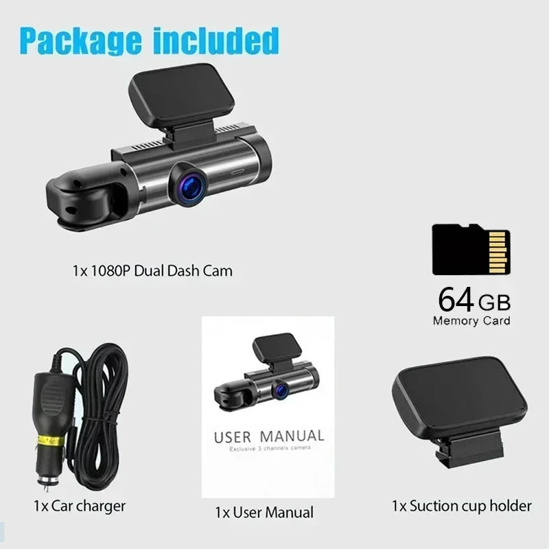 Dash Cam 3.16 Inch Dual Lens Dash Cam, Front Built-in Camera G Sensor HD Night Vision Wide Angle Car Accessories tools