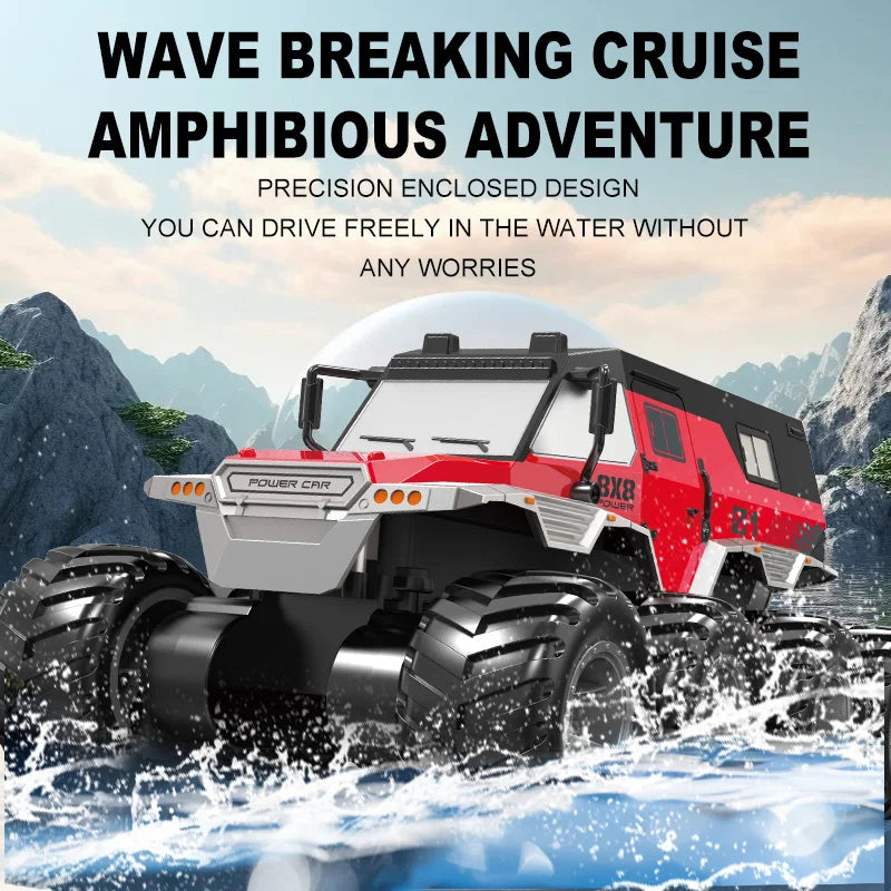 JJRC 8x8 2.4G Remote Control Car 8wd Off-road Amphibious Stunt Vehicle 8-Wheel Speed Racing Truck Waterproof Crawler Toys