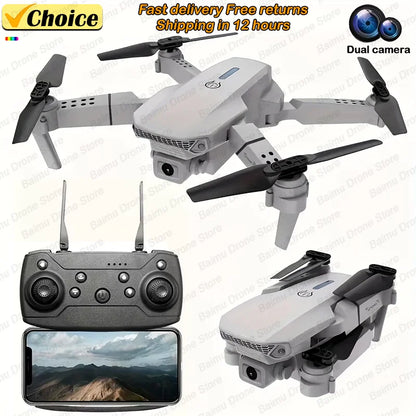 Professional Drone E88 4K Wide-Angle HD 1080P Camera WiFi FPV Height Hold Foldable RC Drone Quadrotor Helicopter Children's Toys
